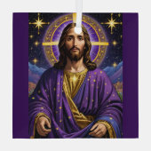 Portret van Jezus Christus Kerstmis Glas Ornament (Achterkant)