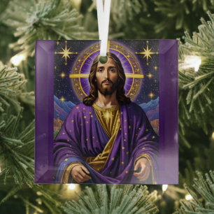 Portret van Jezus Christus Kerstmis Glas Ornament