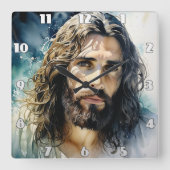 Portret van Jezus Vierkante Klok (Voorkant)