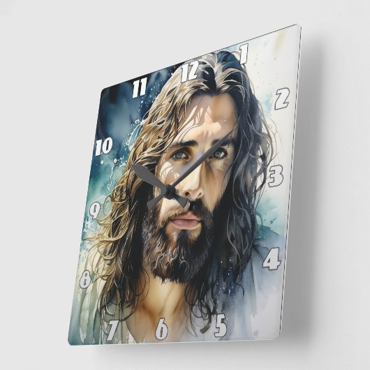 Portret van Jezus Vierkante Klok (Hoek)