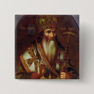 Portret van Joachim, patriarch van Moskou Vierkante Button 5,1 Cm