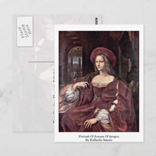 Portret van Joanna Aragon door Raffaello Sanzio Briefkaart (Voorkant / Achterkant)