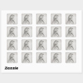 Portret van Johanes Brahms van 20 jaar, 1853 Vierkante Sticker (Vel)