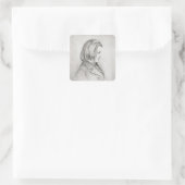 Portret van Johanes Brahms van 20 jaar, 1853 Vierkante Sticker (Tas)