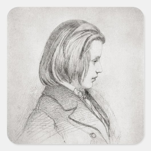 Portret van Johanes Brahms van 20 jaar, 1853 Vierkante Sticker (Voorkant)