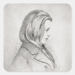 Portret van Johanes Brahms van 20 jaar, 1853 Vierkante Sticker