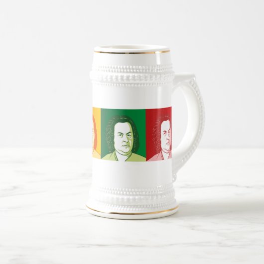 portret van Johann Sebastian Bach Bierpul (Voorkant rechts)