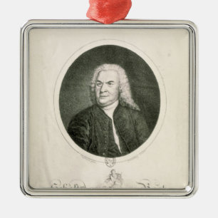 Portret van Johann Sebastian Bach Metalen Ornament