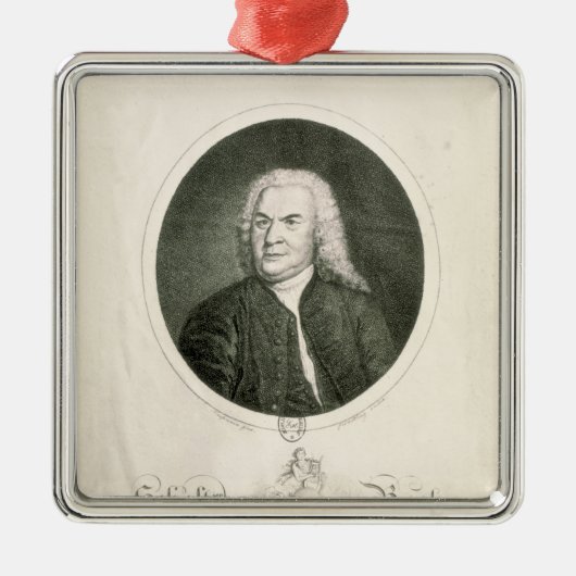 Portret van Johann Sebastian Bach Metalen Ornament (Voorkant)