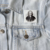 Portret van Johann Sebastian Bach Vierkante Button 5,1 Cm (In situ)