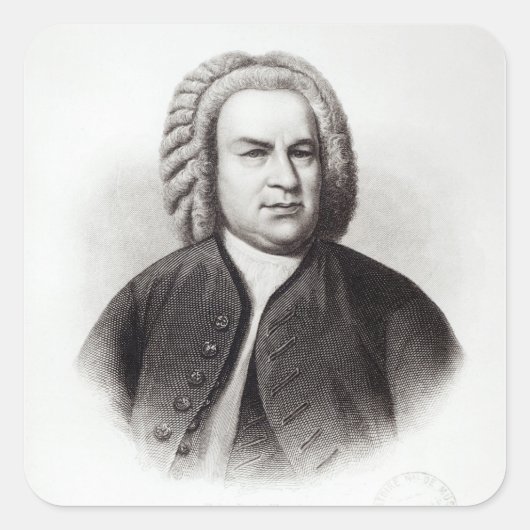 Portret van Johann Sebastian Bach Vierkante Sticker (Voorkant)
