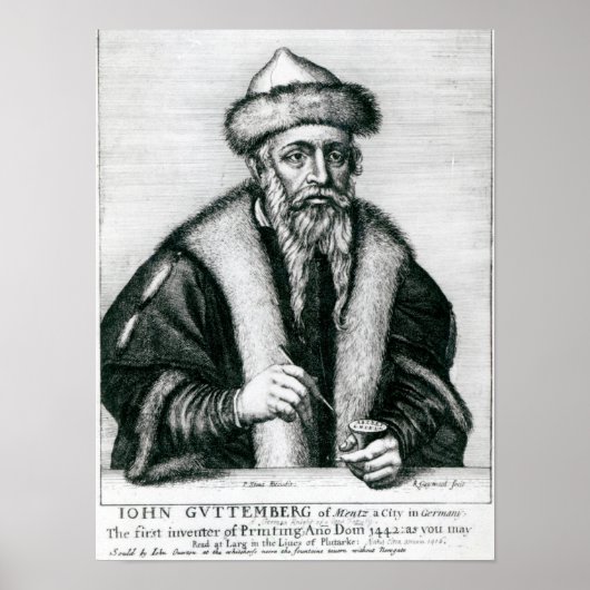 Portret van Johannes Gutenberg 2 Poster (Voorkant)