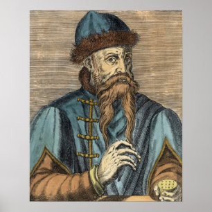 Portret van Johannes Gutenberg Poster