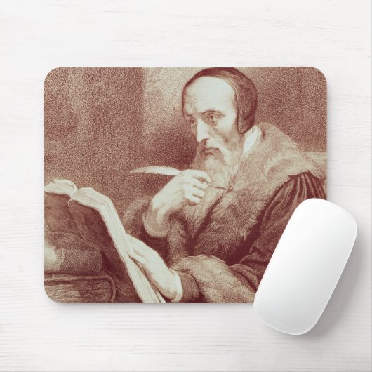 Portret van John Calvin (1509-1564) (graving) Muismat (Met muis)