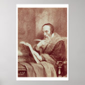 Portret van John Calvin (1509-1564) (graving) Poster (Voorkant)