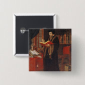 Portret van John Calvin Vierkante Button 5,1 Cm (Voorkant /achterkant)