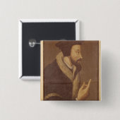 Portret van John Calvin Vierkante Button 5,1 Cm (Voorkant /achterkant)