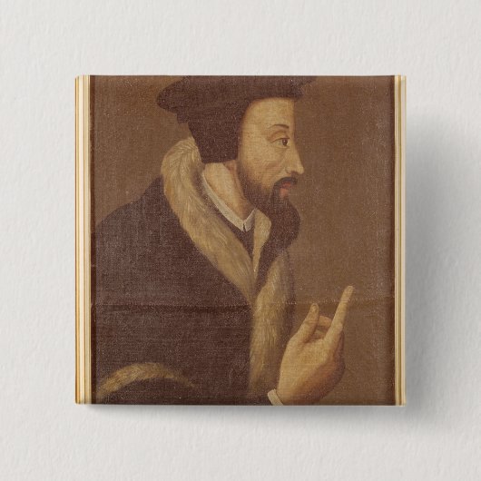 Portret van John Calvin Vierkante Button 5,1 Cm (Voorkant)