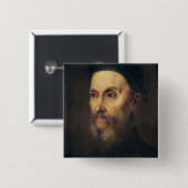 Portret van John Calvin Vierkante Button 5,1 Cm (Voorkant /achterkant)
