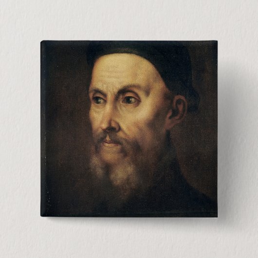 Portret van John Calvin Vierkante Button 5,1 Cm (Voorkant)