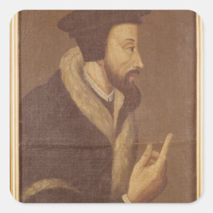 Portret van John Calvin Vierkante Sticker