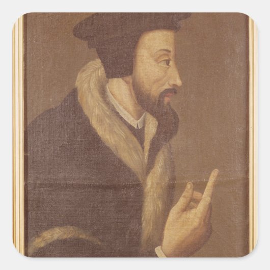 Portret van John Calvin Vierkante Sticker (Voorkant)