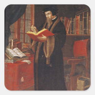 Portret van John Calvin Vierkante Sticker