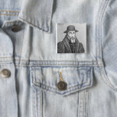 Portret van John Foxe Engelse martyroloog Vierkante Button 5,1 Cm (In situ)