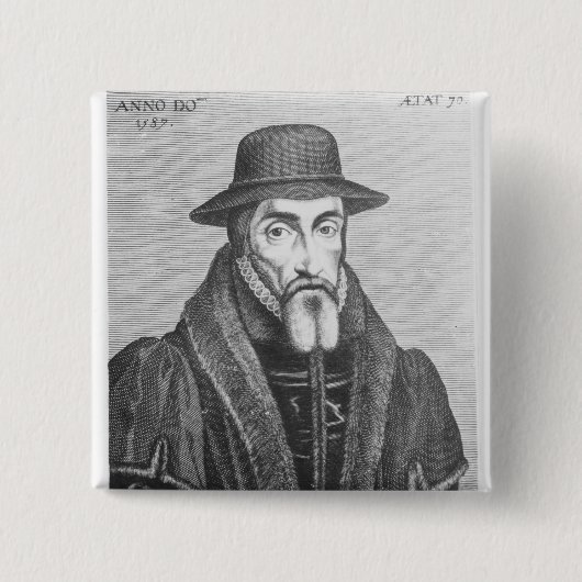 Portret van John Foxe Engelse martyroloog Vierkante Button 5,1 Cm (Voorkant)