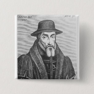 Portret van John Foxe Engelse martyroloog Vierkante Button 5,1 Cm