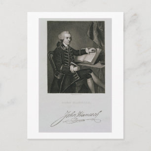 Portret van John Hancock, gegraveerd door John B.  Briefkaart