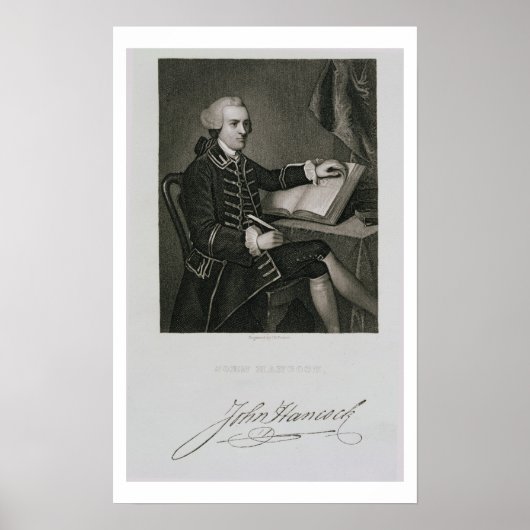 Portret van John Hancock, gegraveerd door John B. Poster (Voorkant)