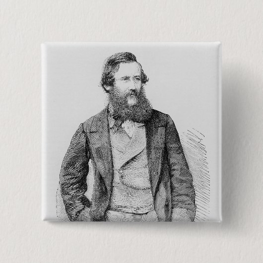 Portret van John Hanning Speke Vierkante Button 5,1 Cm (Voorkant)
