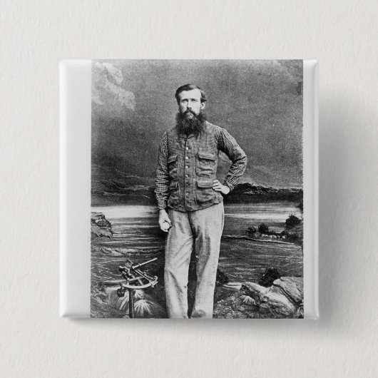 Portret van John Hanning Speke Vierkante Button 5,1 Cm (Voorkant)