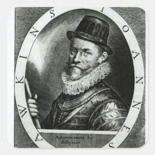 Portret van John Hawkins Vierkante Sticker (Voorkant)