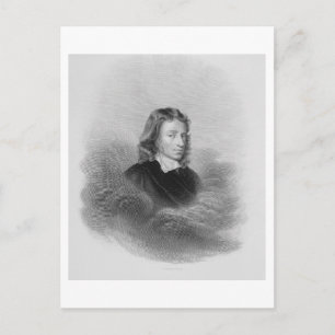 Portret van John Milton (1608-74), gegraveerd door Briefkaart