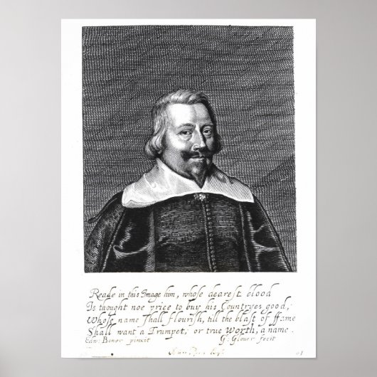 Portret van John Pym gegraveerd door George Poster (Voorkant)