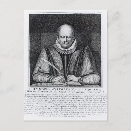 Portret van John Stowe van zijn monument Briefkaart (Voorkant)