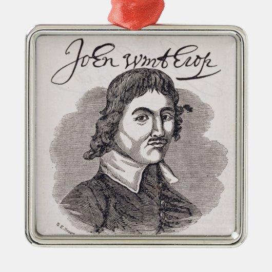 Portret van John Winthrop Metalen Ornament (Voorkant)