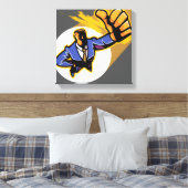 Portret van jong man met duim omhoog canvas afdruk (Insitu (Slaapkamer))