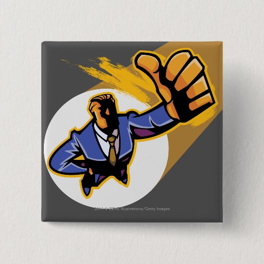 Portret van jong man met duim omhoog vierkante button 5,1 cm (Voorkant)