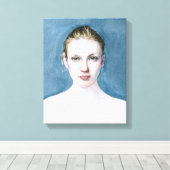 Portret van Jong Meisje Waterverf Schilderij Canva Canvas Afdruk (Insitu (Houten vloer))