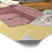 Portret van jonge vrouw die op een koffer zit poster (Hoek)