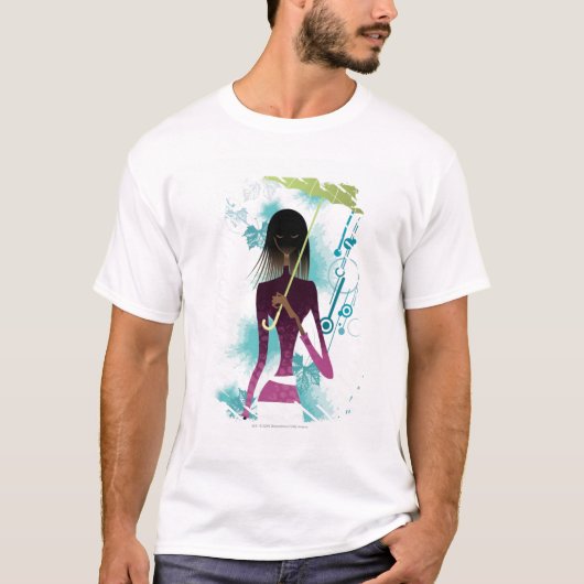 Portret van jonge vrouw met handtas en paraplu t-shirt (Voorkant)