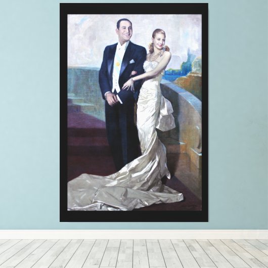 Portret van Juan Domingo Perón en Eva Duarte Canvas Afdruk (Insitu (Houten vloer))