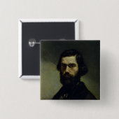 Portret van Jules Valles c.1861 Vierkante Button 5,1 Cm (Voorkant /achterkant)