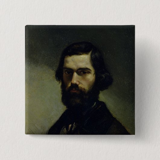 Portret van Jules Valles c.1861 Vierkante Button 5,1 Cm (Voorkant)