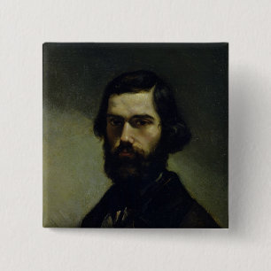 Portret van Jules Valles c.1861 Vierkante Button 5,1 Cm