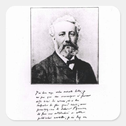 Portret van Jules Verne Vierkante Sticker (Voorkant)