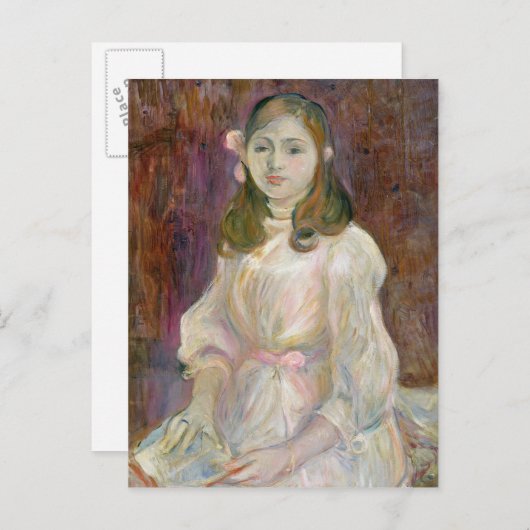 Portret van Julie Manet Holding a Book, 1889 Briefkaart (Voorkant / Achterkant)